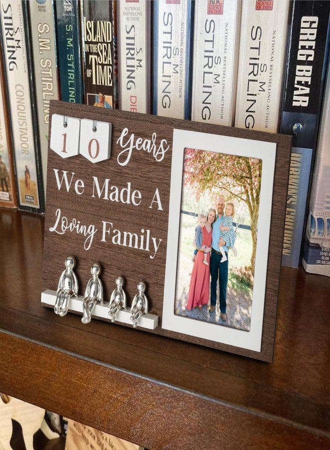 BESZONE Wedding Anniversary Idea for Wife Gifts for All Anniversaries, 10 Year Tin Gift for Couples Him Her Husband, Aluminum Sculptures Family Tree Picture Frame Keepsake Decor Sculptures DIY Personalized - Image 2